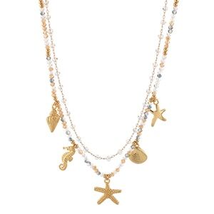 Layered Sealife & Multi Charm Duo Necklace